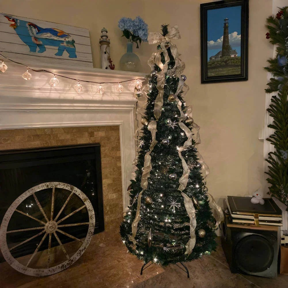 Albero di Natale pop-up dorato e argentato (sacchetto per riporlo incluso)
