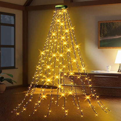 Waterproof Christmas Tree Waterfall Lights with Ring