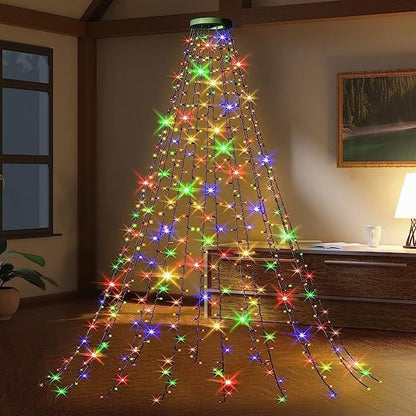 Waterproof Christmas Tree Waterfall Lights with Ring