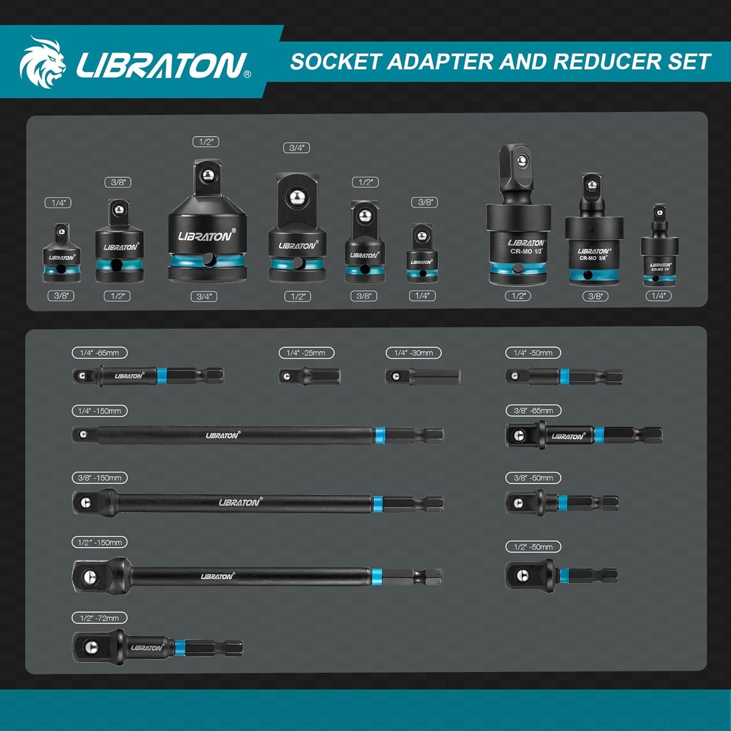 🔧  LIBRATON 20-delige Dopsleuteladapter Set