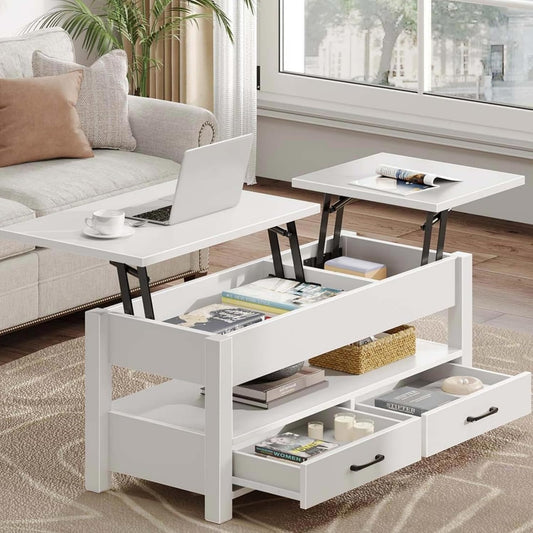 Tavolino Regolabile in Legno con Cassetto e Contenitore