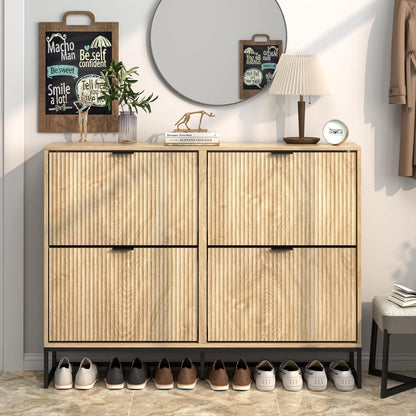 A-Houten schoenenkast met kantelbare laden