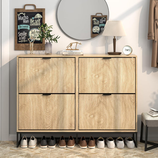 A-Houten schoenenkast met kantelbare laden