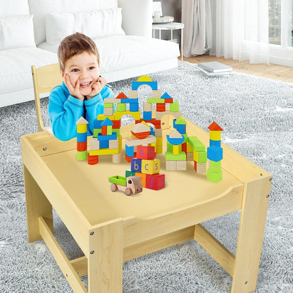 Tavolino 3 in 1 per Bambini con Lavagna, Sedie & Cestini