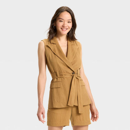 Dames vest met strik aan de voorkant