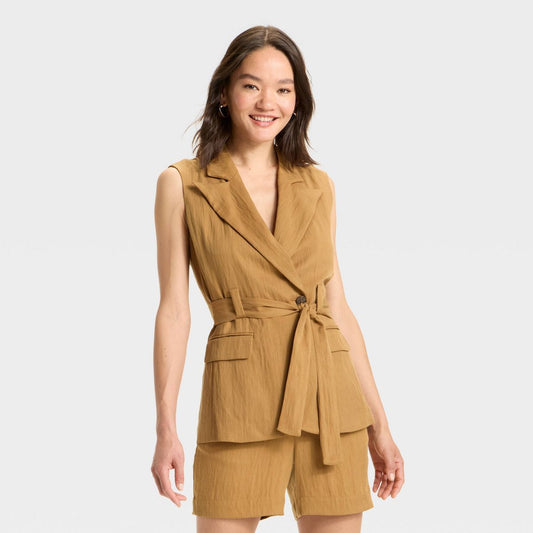 Dames vest met strik aan de voorkant