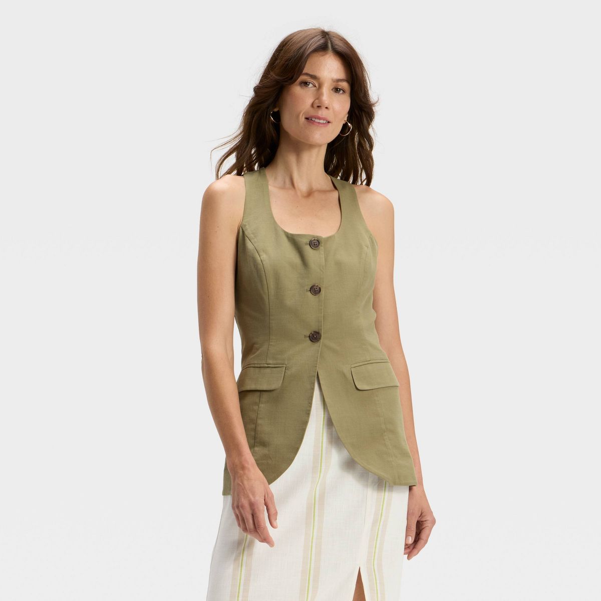 Dames linnenmix vest