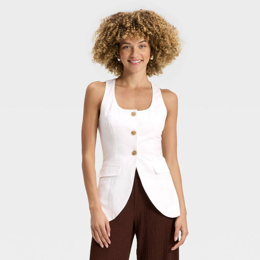 Dames linnenmix vest