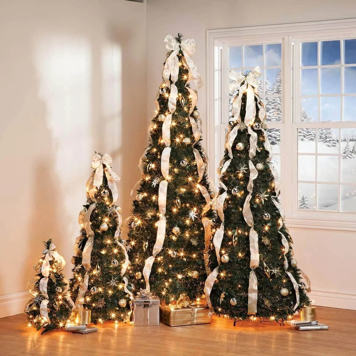 Albero di Natale pop-up dorato e argentato (sacchetto per riporlo incluso)