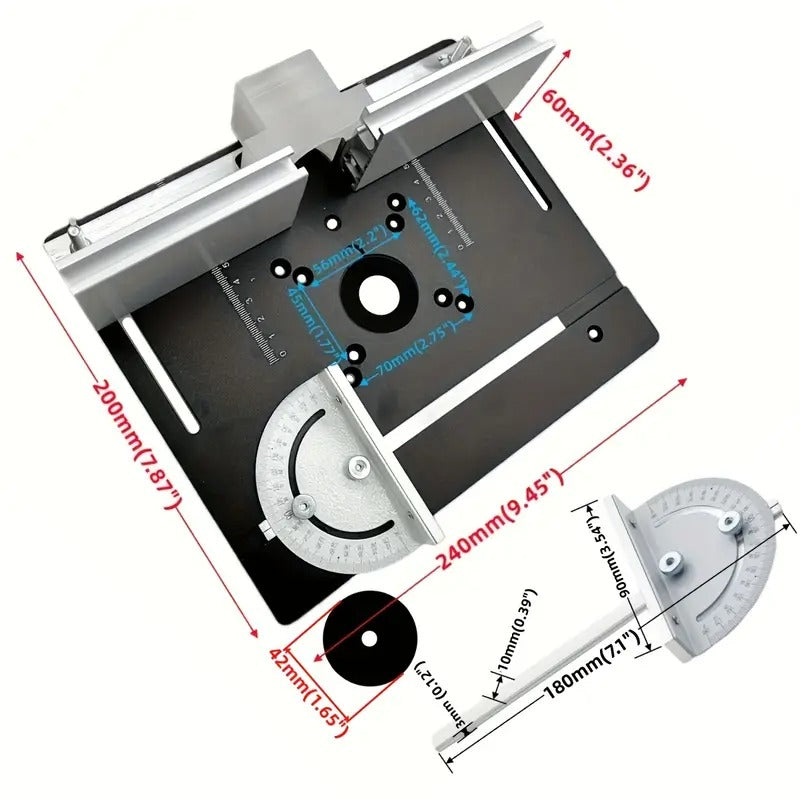 Houtbewerkingsbank met deze 1-delige aluminium freestafel-inzetplaat!