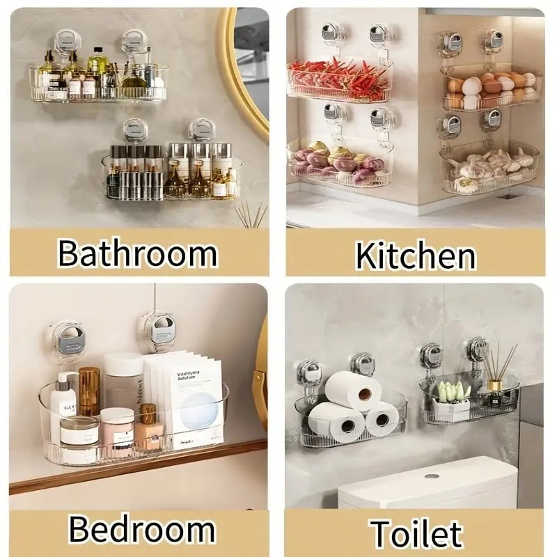 C-Contenitore da bagno con ventosa senza foratura
